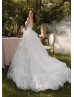 Ivory Glitter Lace Luxurious Wedding Dress With Detachable Tulle Train
